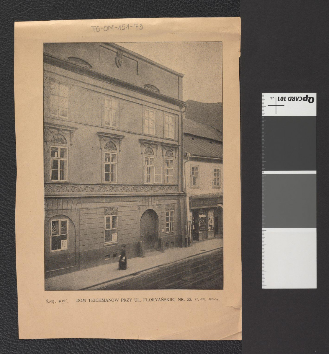 wycinek z „Rocznik Krakowski”, XVII zawierający reprodukcję fotografii czarno-białej; przedstawia Dom Teichmanów przy ul. Floriańskiej 53, skan 1