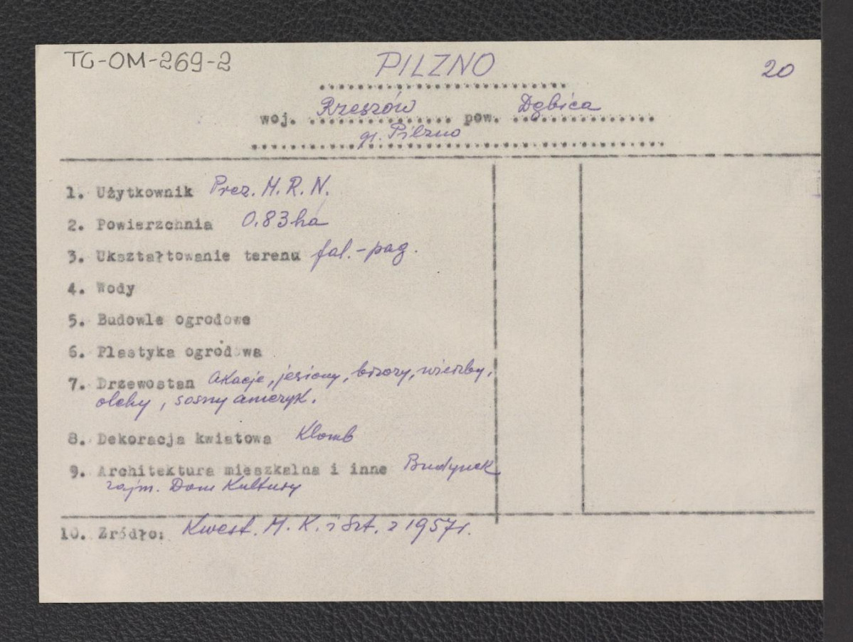 wypis z kwestionariusza Ministerstwa Kultury i Sztuki z 1957 roku, skan 1
