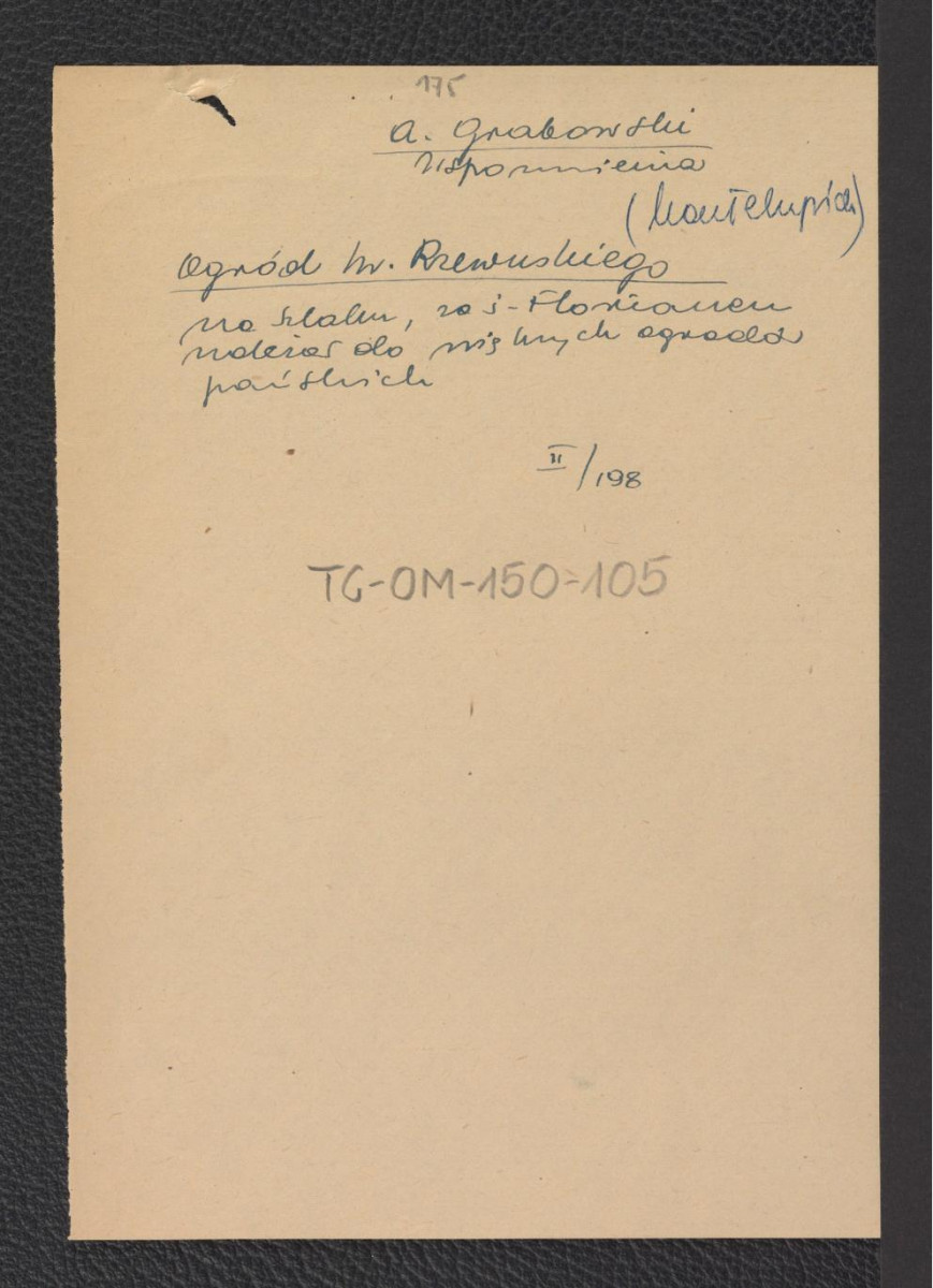 odsyłacz do Słownika Geograficznego Królestwa Polskiego t. II, s. 198 wzmiankujący usytuowanie miejscowego ogrodu, skan 1