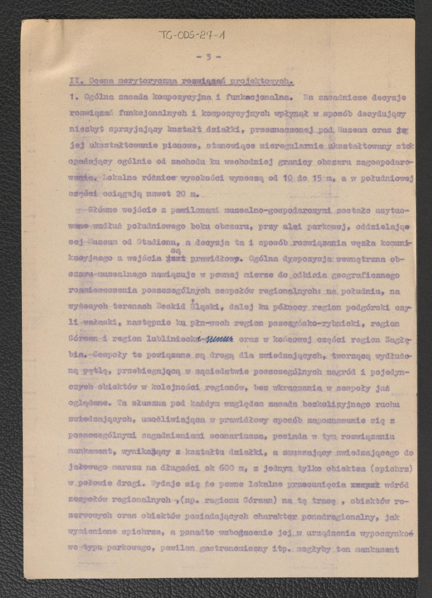 koreferat Gerarda Ciołka do projektu wstępnego zagospodarowania przestrzennego Muzeum Wsi Górnośląskiej w Chorzowie z dnia 5 sierpnia 1964 r., skan 3