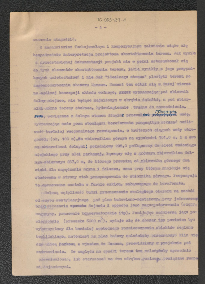 koreferat Gerarda Ciołka do projektu wstępnego zagospodarowania przestrzennego Muzeum Wsi Górnośląskiej w Chorzowie z dnia 5 sierpnia 1964 r., skan 4