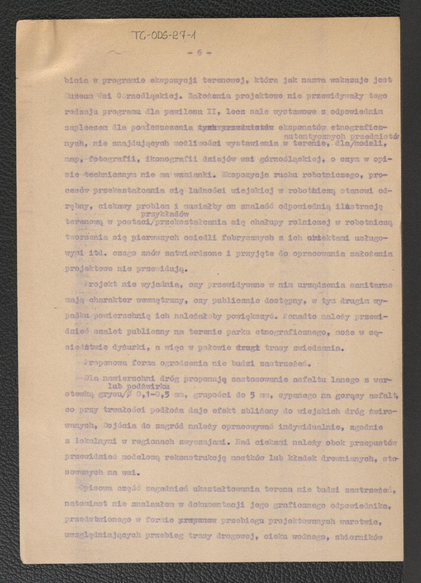 koreferat Gerarda Ciołka do projektu wstępnego zagospodarowania przestrzennego Muzeum Wsi Górnośląskiej w Chorzowie z dnia 5 sierpnia 1964 r., skan 6