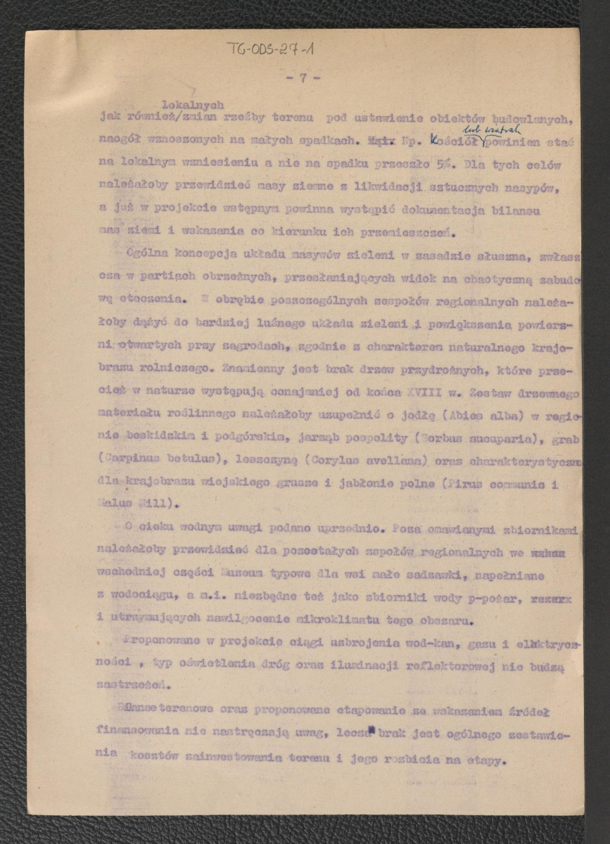 koreferat Gerarda Ciołka do projektu wstępnego zagospodarowania przestrzennego Muzeum Wsi Górnośląskiej w Chorzowie z dnia 5 sierpnia 1964 r., skan 7
