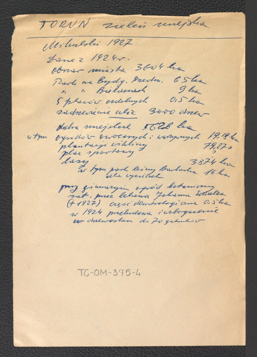 wypis z Mikulski (1927) zawierający informacje na temat miejscowej zieleni miejskiej, skan 1