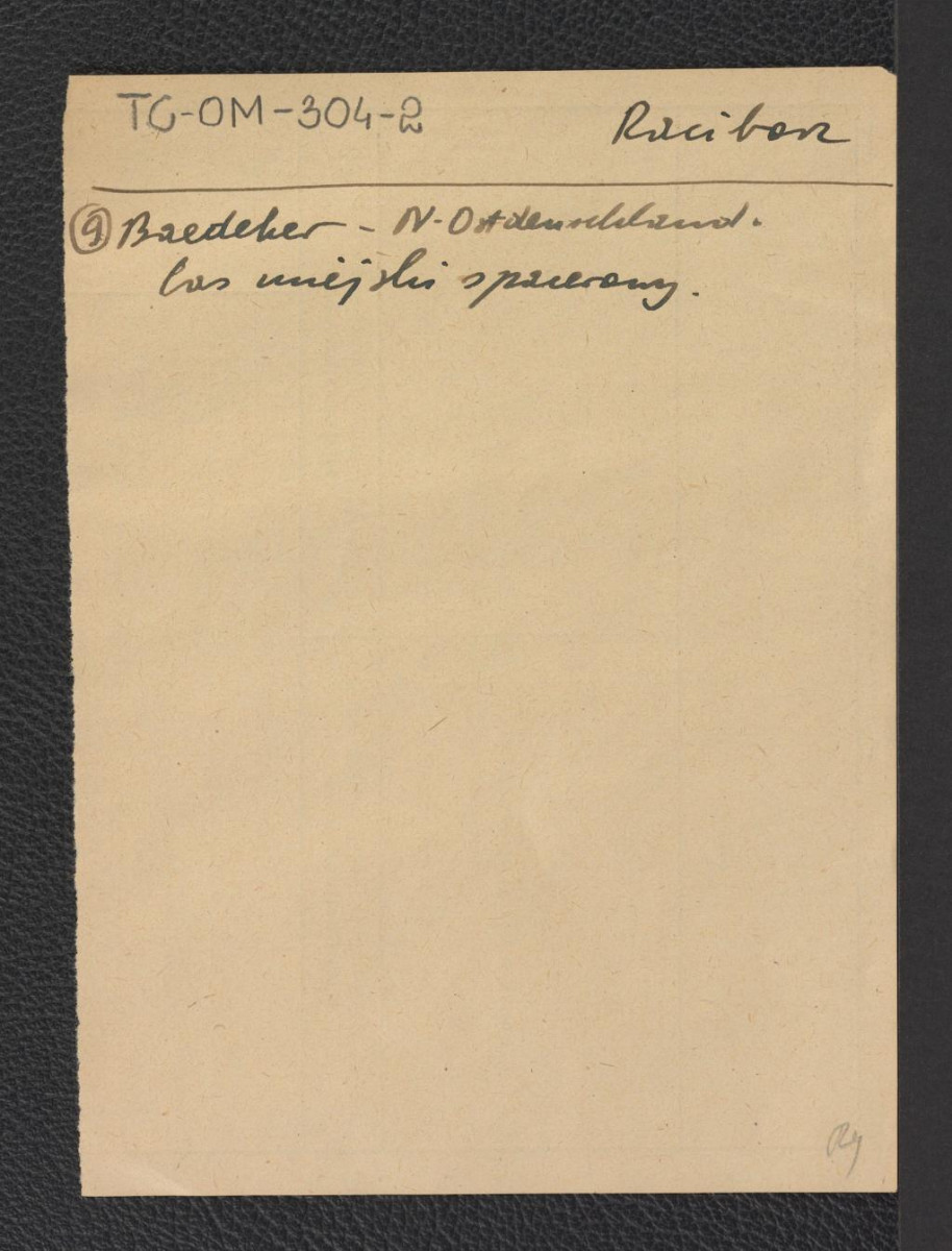 odnośnik bibliograficzny (Baedeker) wzmiankujący miejscowy las miejski, skan 1