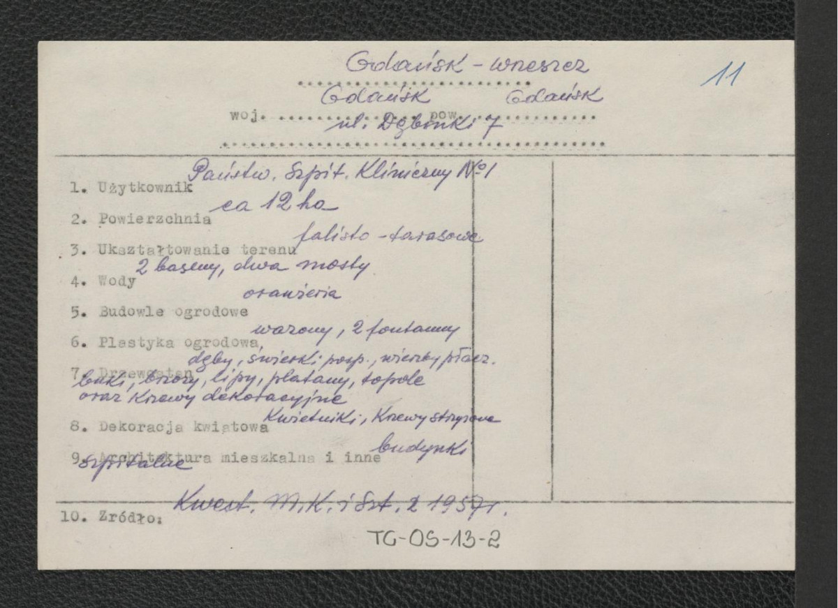 wypis z kwestionariusza Ministerstwa Kultury i Sztuki z 1957 roku, skan 1