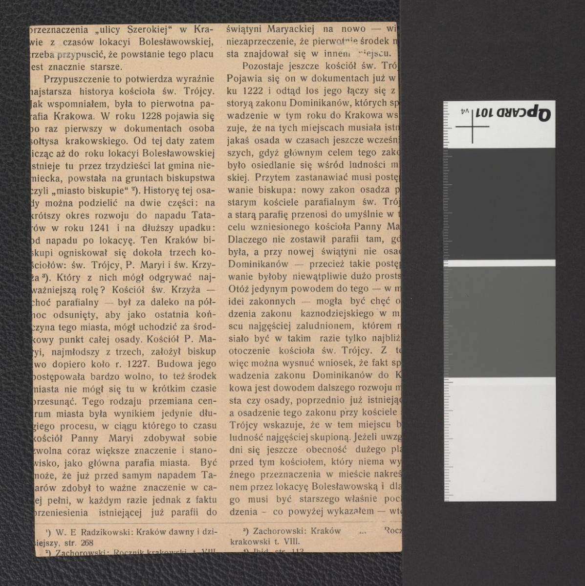 wycinek z „Rocznik Krakowski”, XVII zawierający reprodukcję fotografii czarno-białej; przedstawia ul. Bracką od strony kościoła franciszkańskiego, skan 2