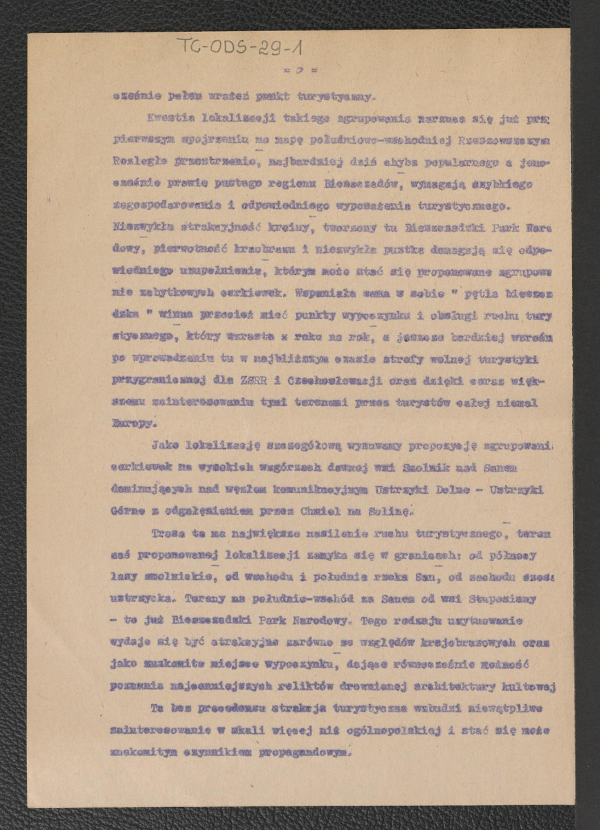 memoriał opracowany w muzeum w Łańcucie z dnia 1 lipca 1965 r. w sprawie zabepieczenia ludowej architektury kultowej południowej Rzeszowszczyzny i w sprawie turystycznego zagospodarowania Bieszczad , skan 5