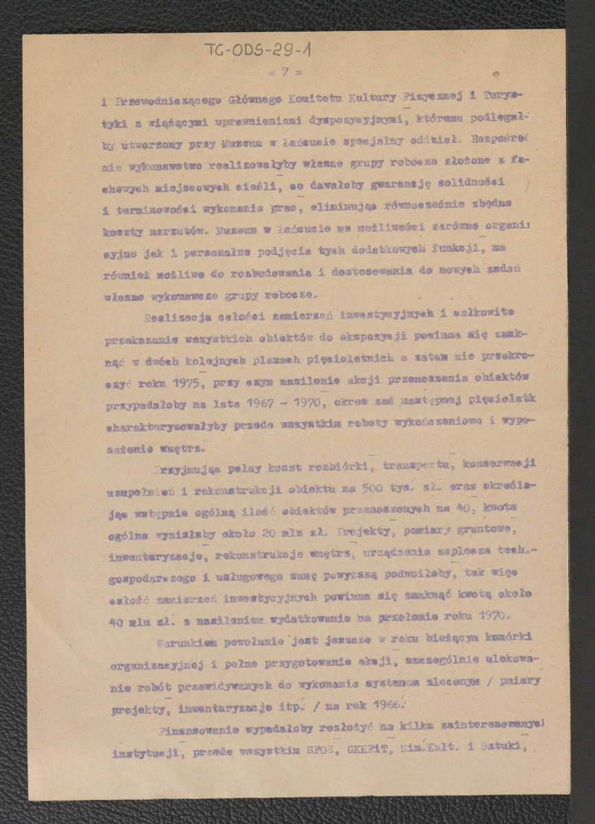 memoriał opracowany w muzeum w Łańcucie z dnia 1 lipca 1965 r. w sprawie zabepieczenia ludowej architektury kultowej południowej Rzeszowszczyzny i w sprawie turystycznego zagospodarowania Bieszczad , skan 7
