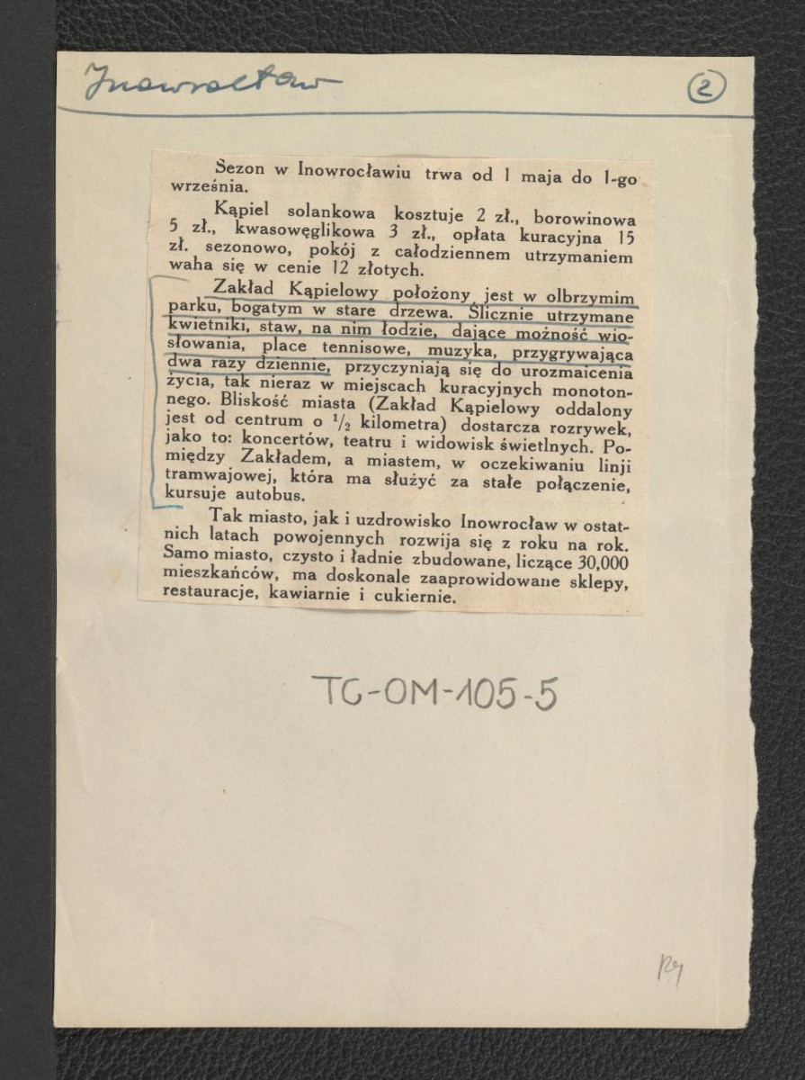 wycinek z „Bluszcz” nr 24 (1927) zawierający informację dotyczącą usytuowania wymienionej miejscowości oraz tamtejszego zakładu kąpielowego, skan 3