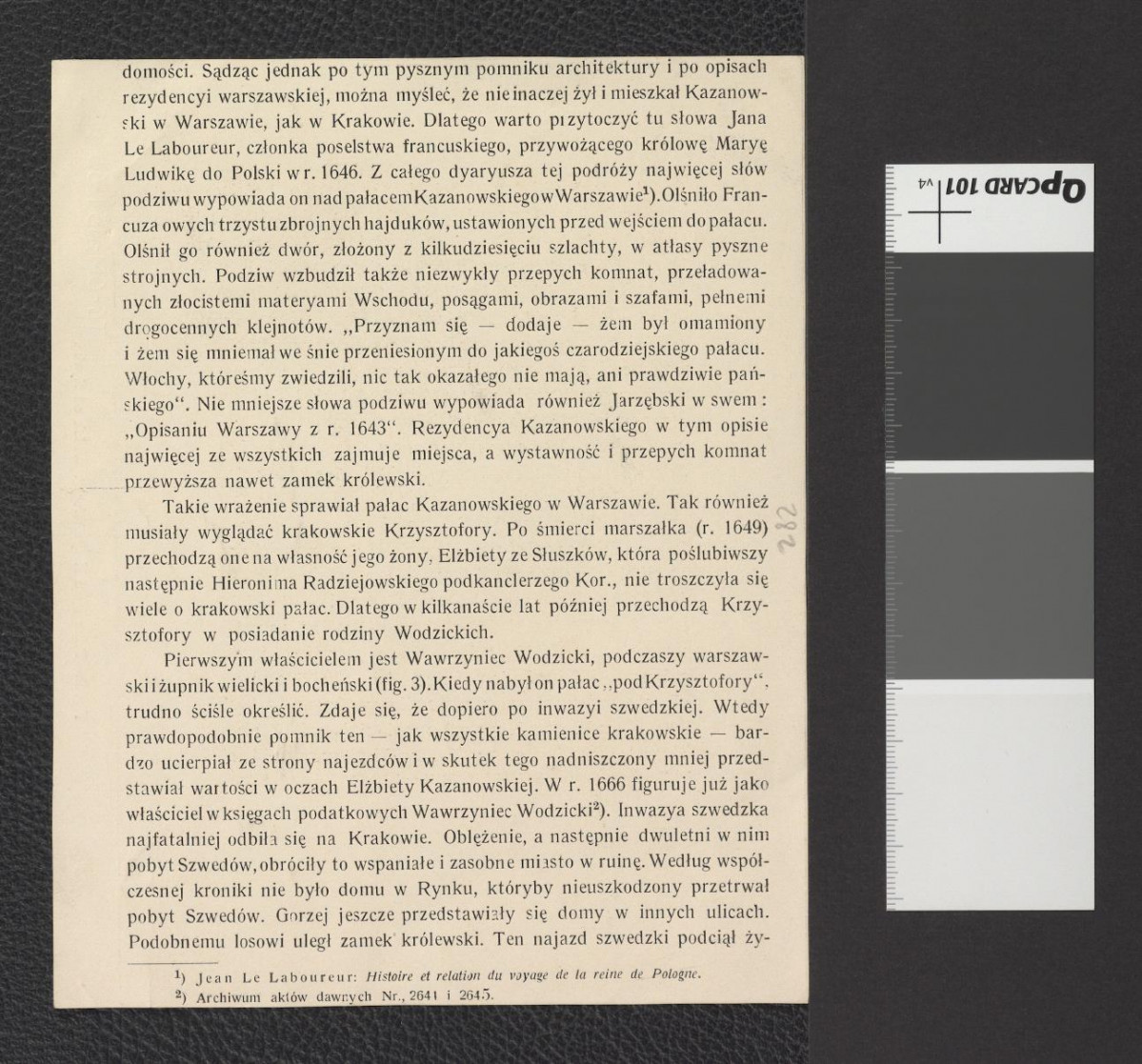 wycinek zawierający reprodukcję fotografii czarno-białej; przedstawia tzw. Pałac "Pod Krzysztofory"; widok od rynku, skan 2