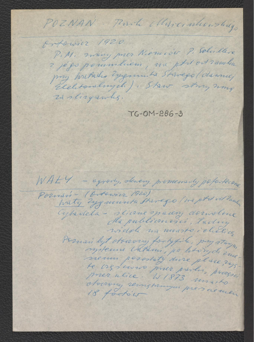 wypisy z Orłowicz Mieczysław (1920) dotyczące parku Marcinkowskiego oraz ogrodów i skwerów promenady pofortecznej, skan 1