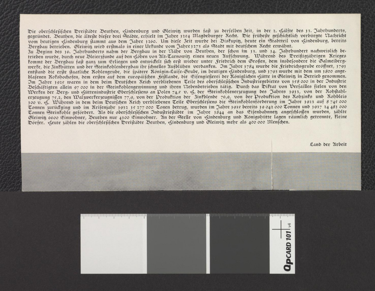 wycinek z niemieckojęzycznej publikacji wydanej zapewne w latach 30. XX w., a zawierającej fotografię lotniczą planu Gliwic z 1812 r., skan 2