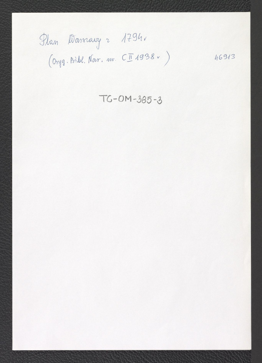 plan Warszawy z 1794 toku (oryginał w Bibliotece Narodowej nr C II 1938), skan 1