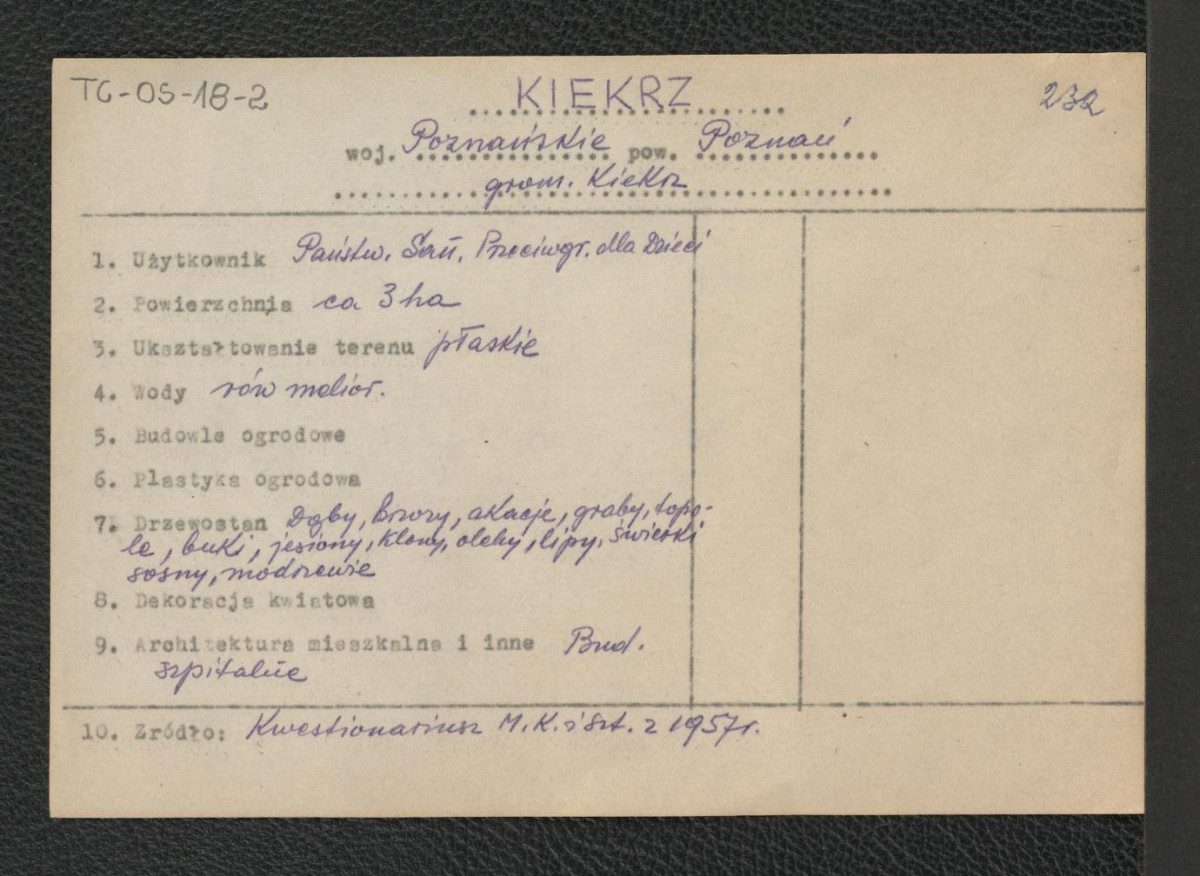 wypis z kwestionariusza Ministerstwa Kultury i Sztuki z 1957 roku, skan 1
