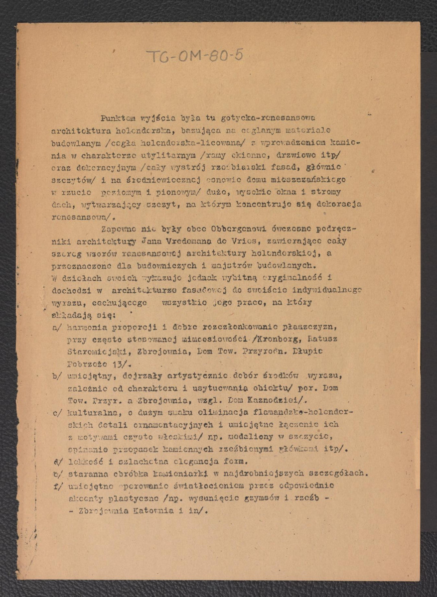 referat sekcyjny pt. Antoni Van Obbergen wygłoszony przez mgr Jadwigę Habele podczas sesji naukowej Politechniki Gdańskiej w dniach 5-6 czerwca 1953 r., skan 3
