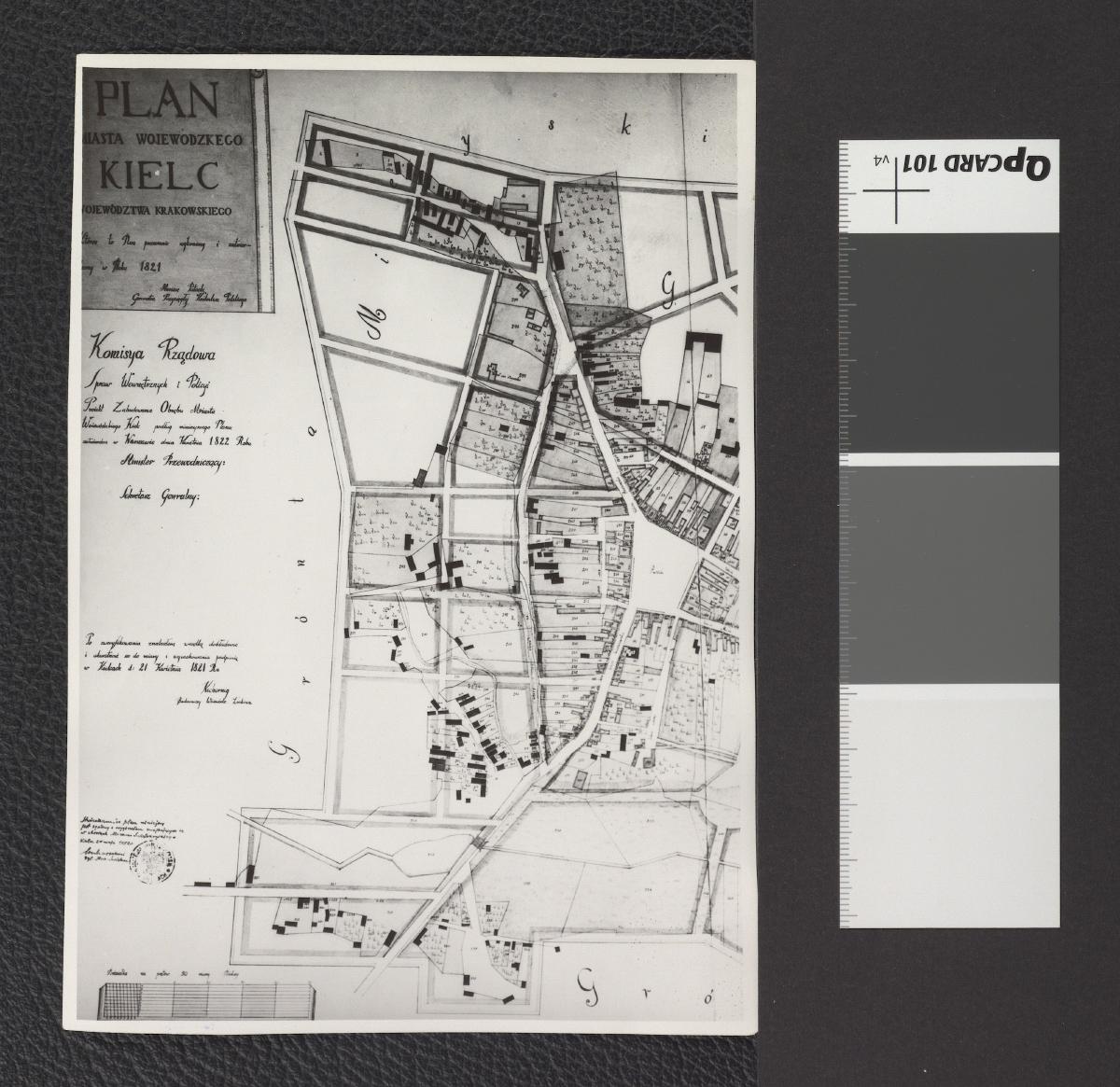 plan miasta wykonany prawdopodobnie w 1821 r. przez geometrę przysięgłego Królestwa Polskiego Mariana Potockiego, skan 3