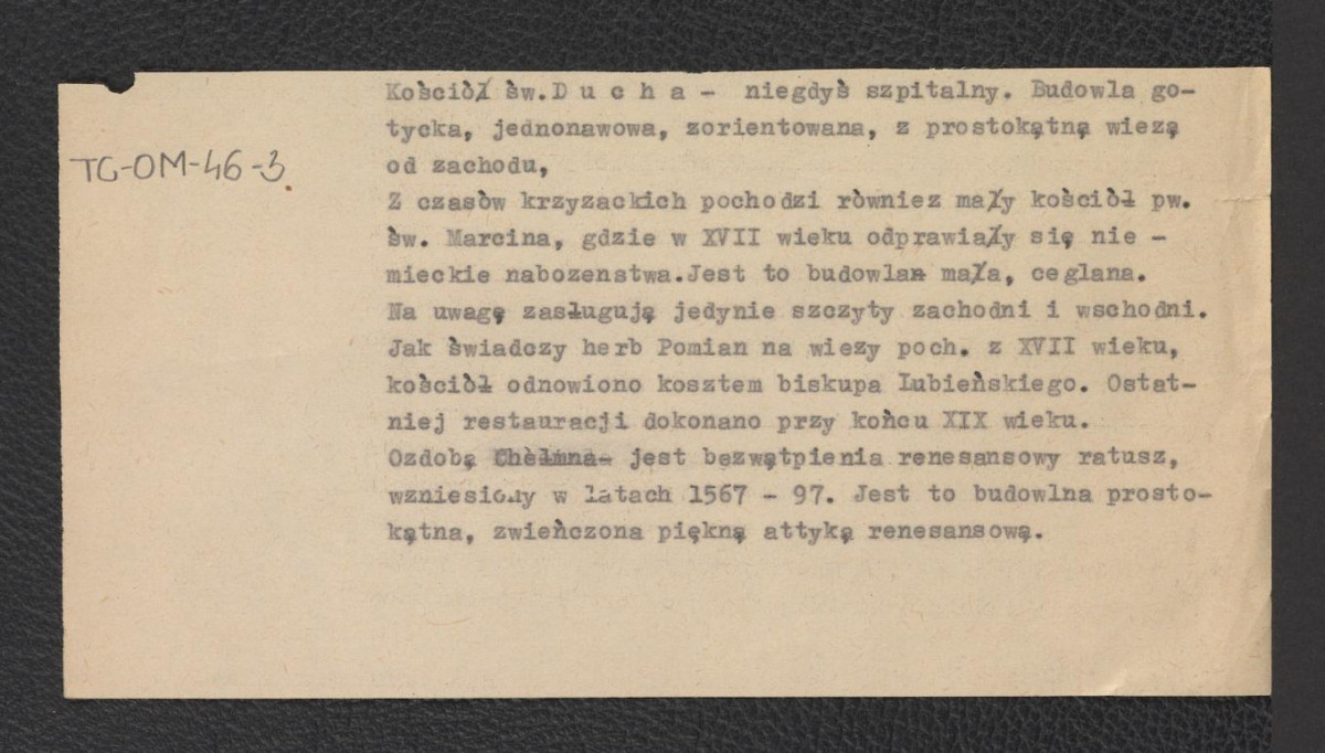 wypis z opracowania Wojewódzkiego Konserwatora Zabytków dot. tamtejszych obiektów zabytkowych, skan 2