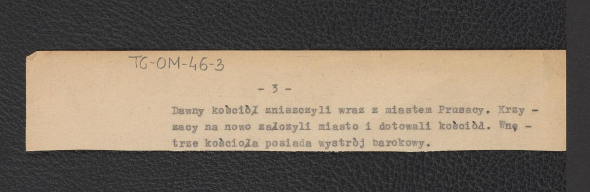 wypis z opracowania Wojewódzkiego Konserwatora Zabytków dot. tamtejszych obiektów zabytkowych, skan 3