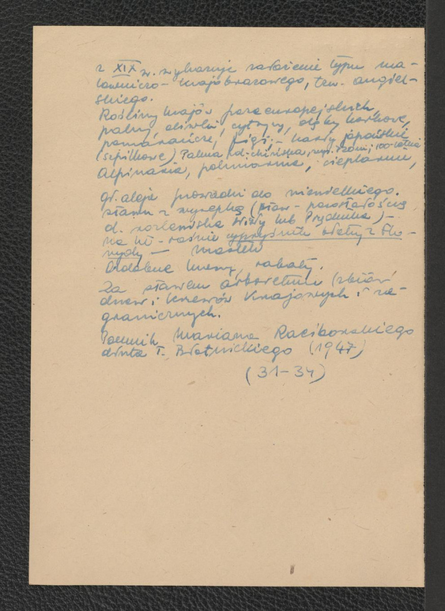 wypis z J. Lepiarczyk, O krakowskich ogrodach i parkach, [in:] Zieleń Krakowa, (ed.) J. Dobrzycki, Kraków 1955 zawierający ważniejsze epizody w dziejach ogrodu botanicznego, skan 2