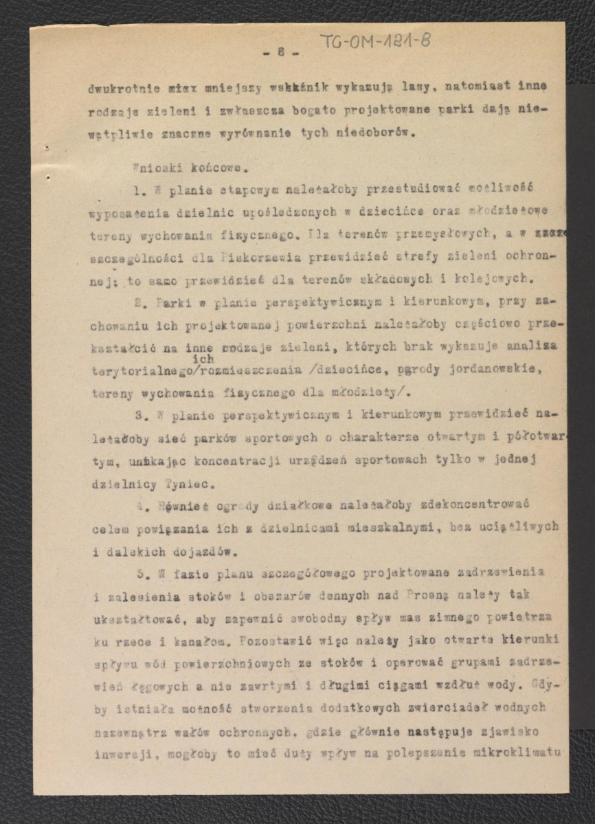 opinia o zagadnieniach terenów zielonych w planie ogólnym Kalisza autorstwa G. Ciołka; 22 września 1960 r., skan 10