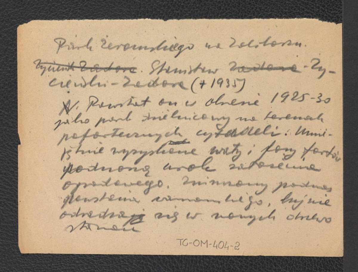 notatka na temat zaistnienia tegoż ogrodu w okresie 1925-1930 oraz prawdopodobnie jego twórcy Stanisława Życińskiego-Zadory, skan 1