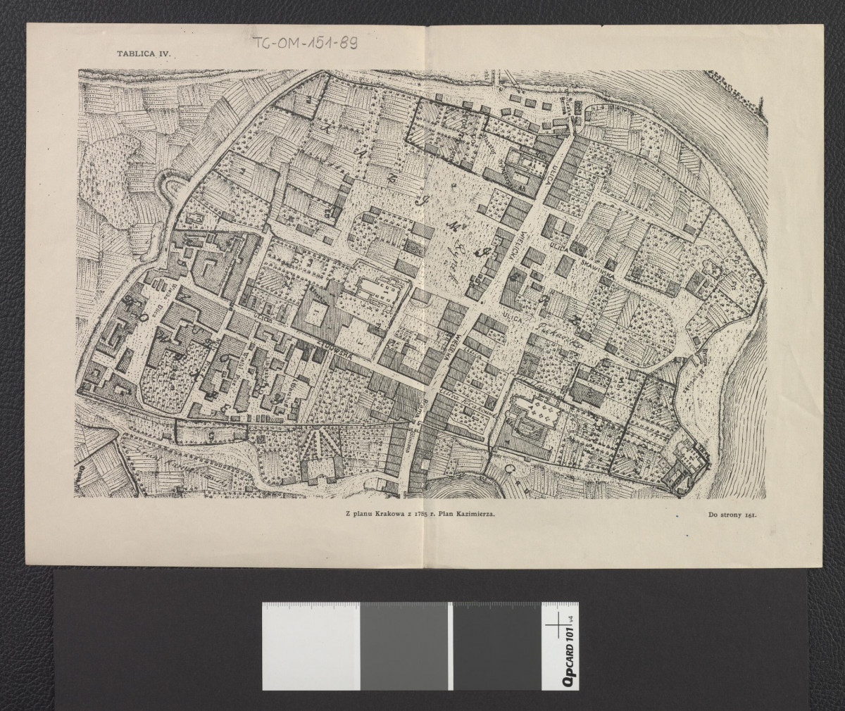 fragment planu Krakowa z 1785 r. z zaznaczeniem Kazimierza, skan 1
