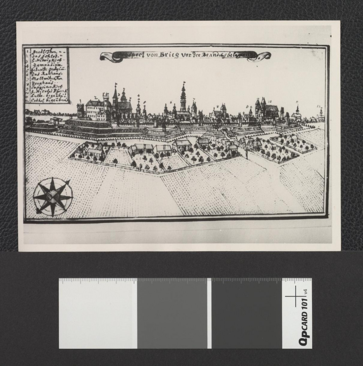 reprodukcja ryciny zamieszczonej w Wernher F.B., Topografia Śląska, 1744-1768 przedstawiającej panoramę w wymienionej miejscowości, skan 1