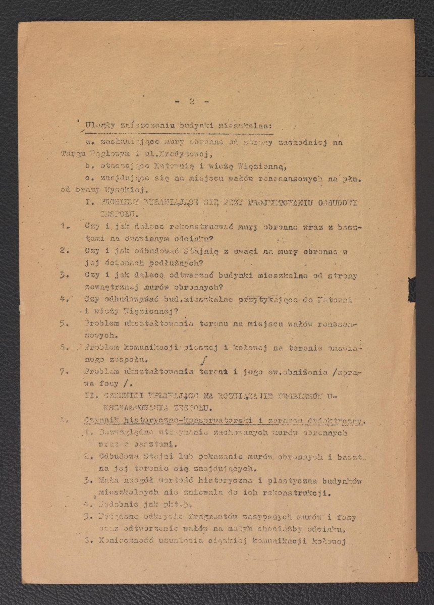 referat plenerowy Studium architektoniczne wjazdu do Starego Gdańska przygotowany na okoliczność sesji naukowej Politechniki Gdańskiej odbytej w dniach 5-6 czerwca 1953 r., skan 2