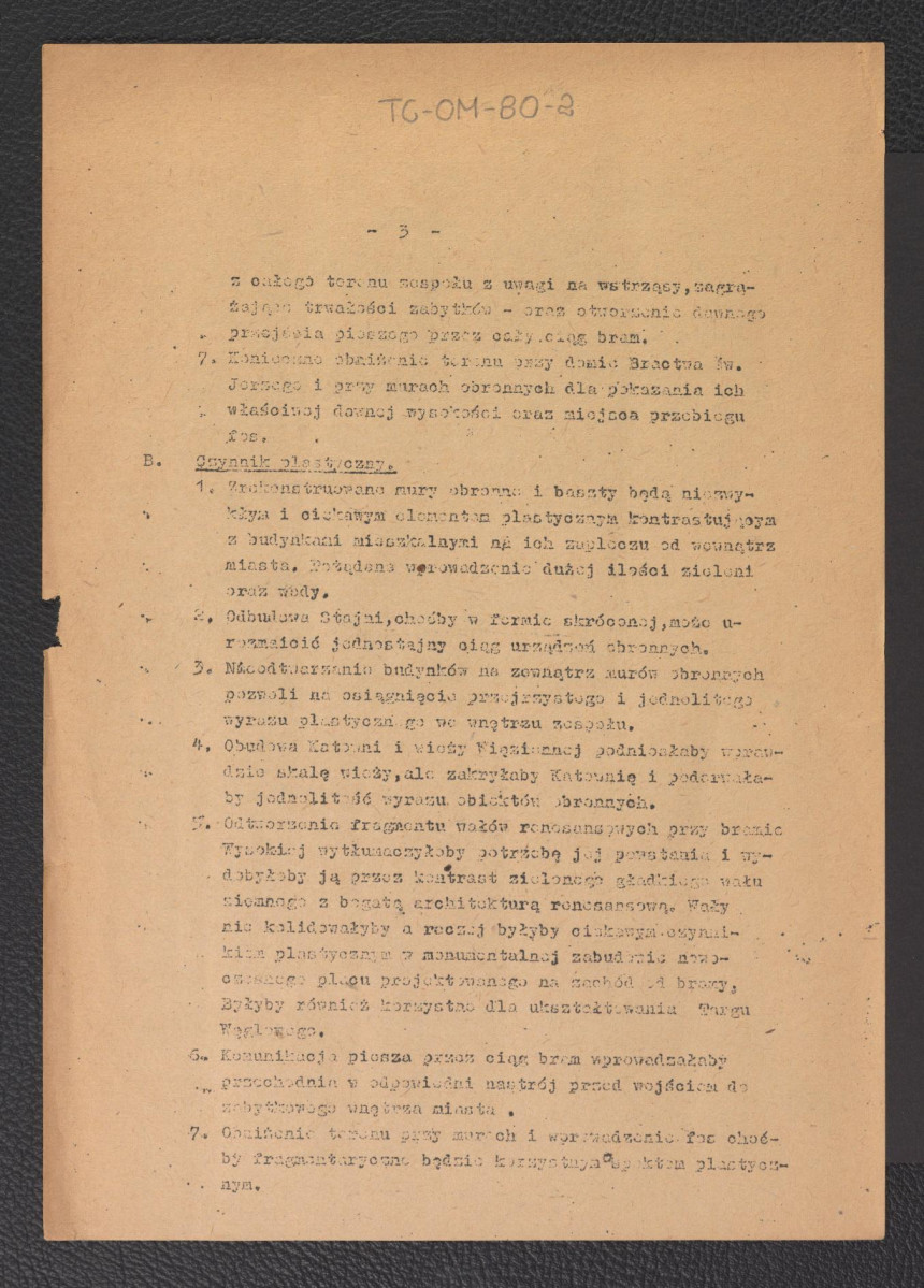 referat plenerowy Studium architektoniczne wjazdu do Starego Gdańska przygotowany na okoliczność sesji naukowej Politechniki Gdańskiej odbytej w dniach 5-6 czerwca 1953 r., skan 3