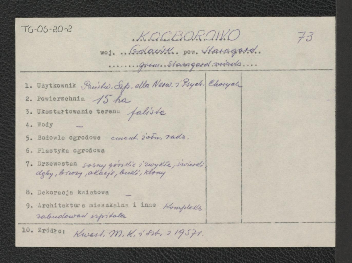 wypis z kwestionariusza Ministerstwa Kultury i Sztuki z 1957 roku, skan 1