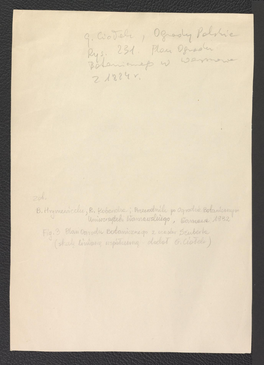 plan Ogrodu Botanicznego z 1824 roku (nadbitka z Gerard Ciołek, Ogrody Polski, strona 156), skan 2