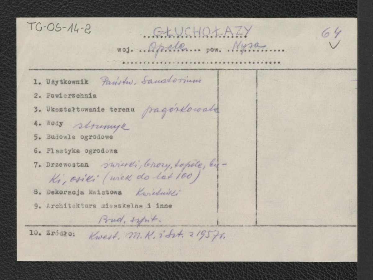 wypis z kwestionariusza Ministerstwa Kultury i Sztuki z 1957 roku, skan 1