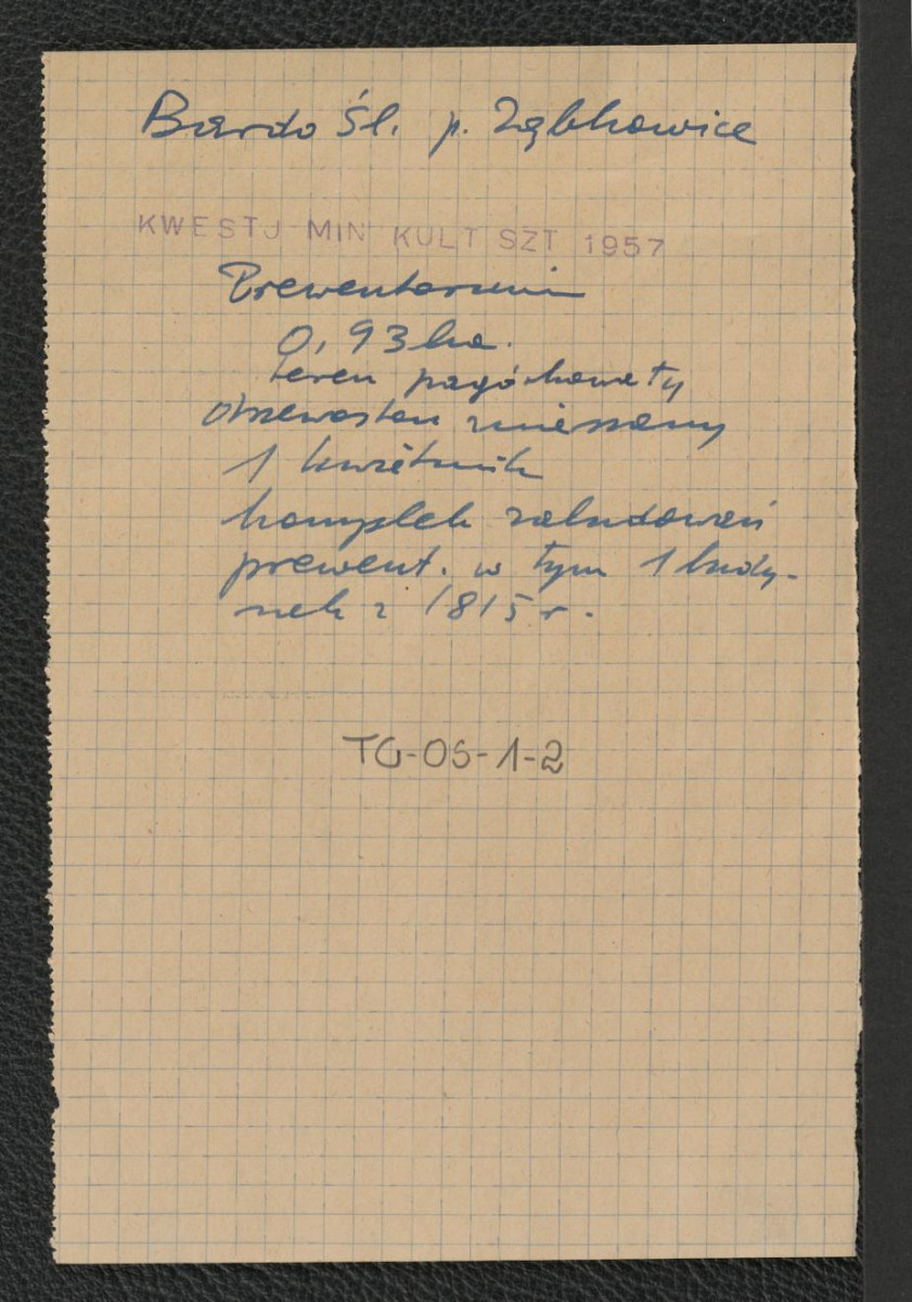 wypis z kwestionariusza Ministerstwa Kultury i Sztuki z 1957 roku, skan 1