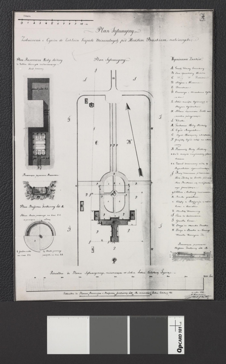 plan sytuacyjny zabudowań i ogrodu do zakładu kąpieli mineralnych pod miastem Buskiem sporządzony w roku 1836, skan 3