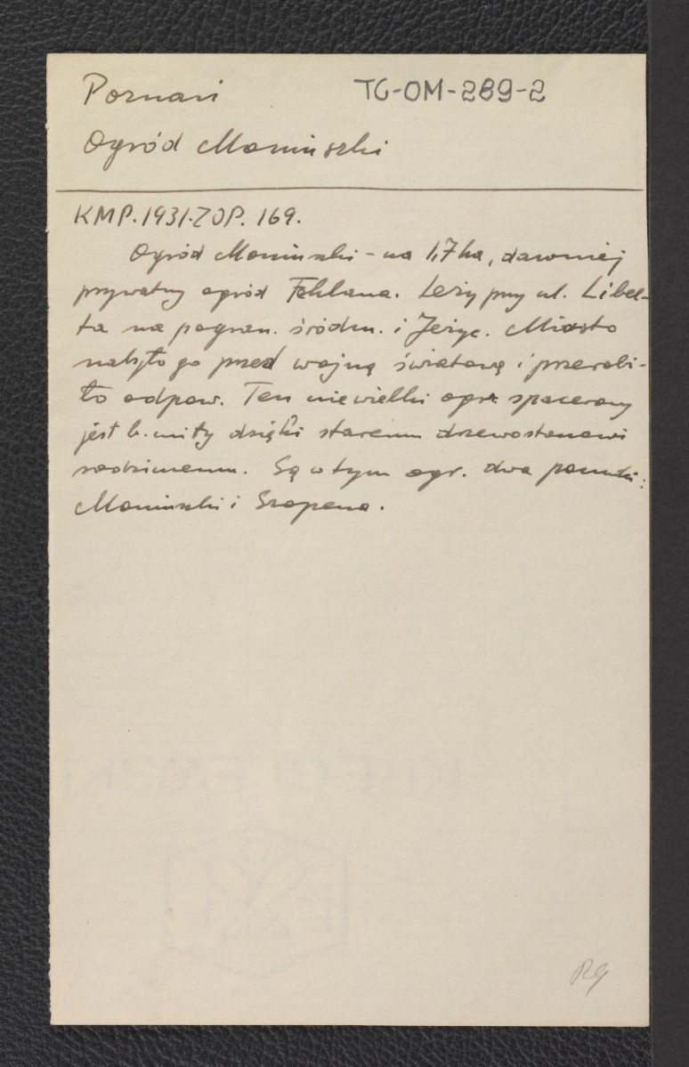 wypis z KMP.1931. ZOP.169 zawierający zwięzłą charakterystykę miejscowego, skan 1