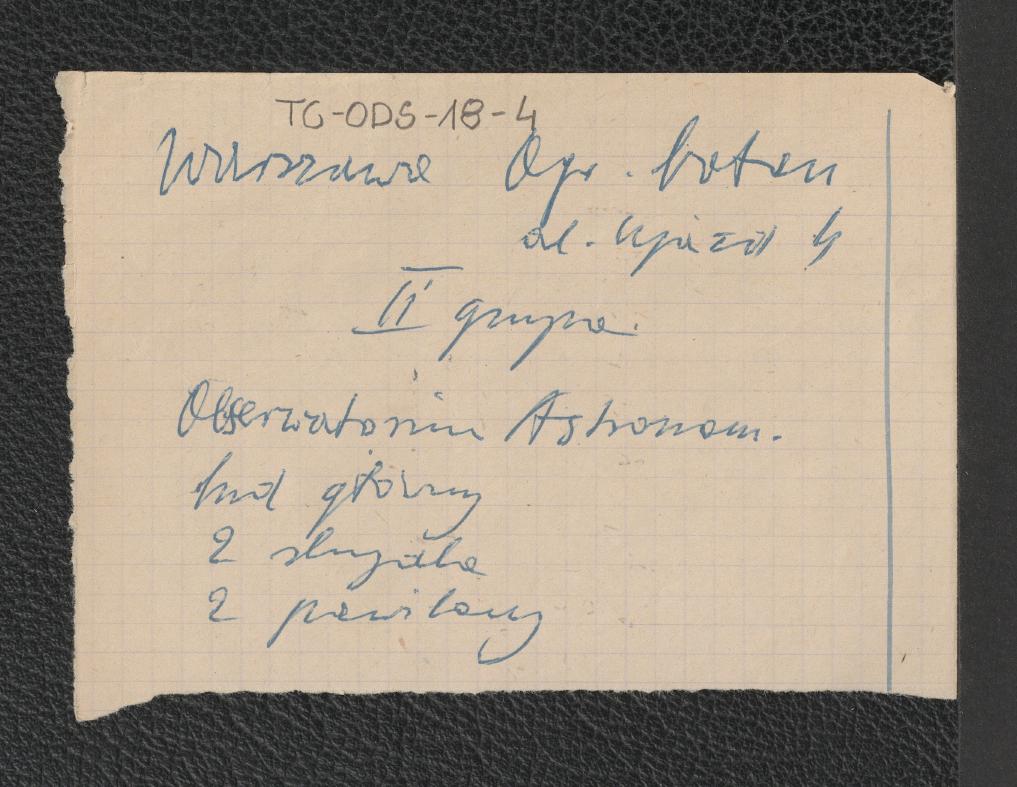 notatka dot. ogrodu botanicznego oraz obserwatorium astronomicznego w Alejach Ujazdowskich 4, skan 1