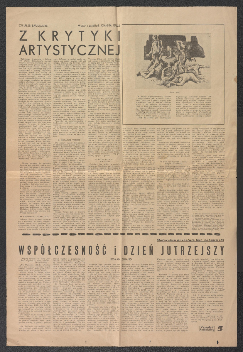 karta z „Przegląd Kulturalny” (prawdopodobnie przed rokiem 1956) zawierająca artykuł Juliusza Garzteckiego pt. Plany moralne i plany księżycowe dotyczący koncepcji rozwoju miejscowego Parku Kultury, skan 2