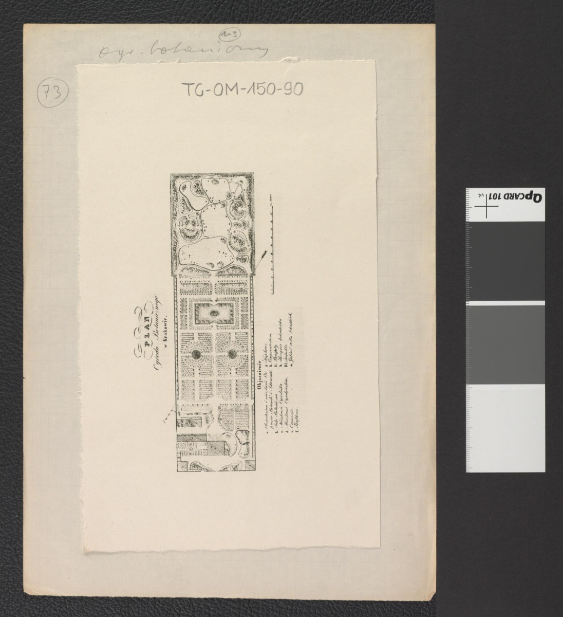 nadbitka fragmentu karty z Ciołek G., Ogrody polskie, Warszawa 1954, s. 157 przedstawiająca plan Ogrodu Botanicznego z ok. 1820 r., skan 1