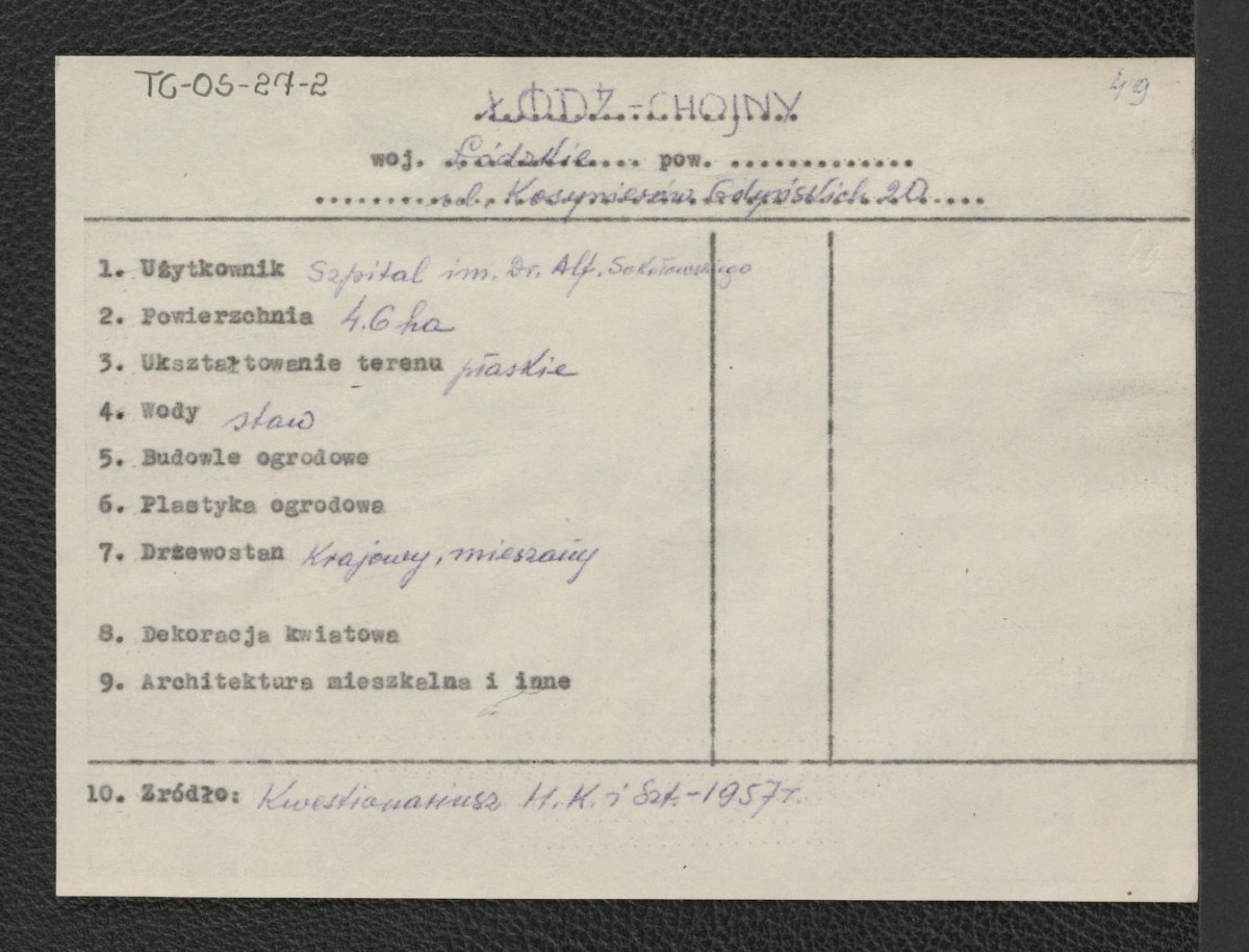 wypis z kwestionariusza Ministerstwa Kultury i Sztuki z 1957 roku, skan 3
