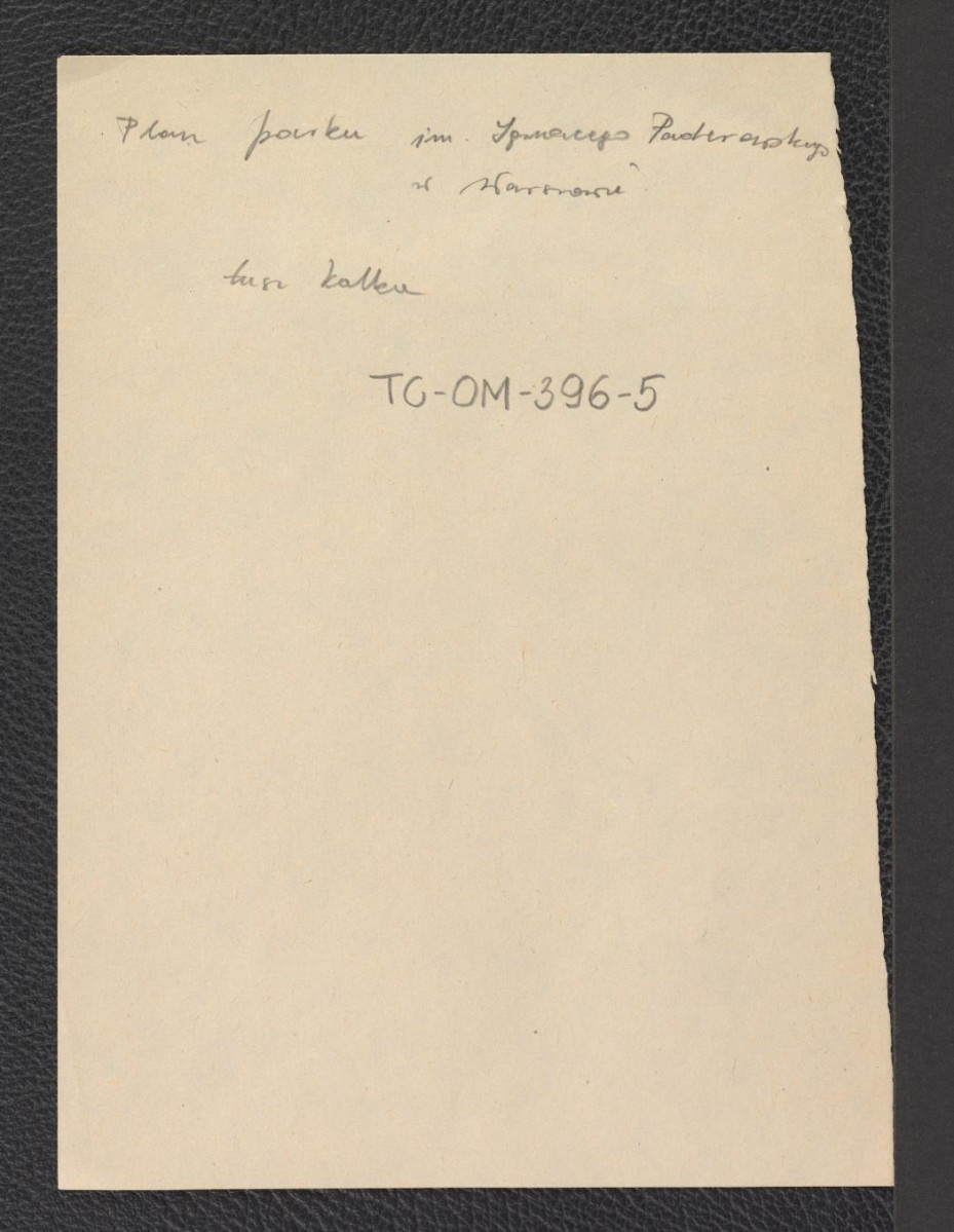 notatka wzmiankująca plan parku im. Ignacego Paderewskiego, skan 1