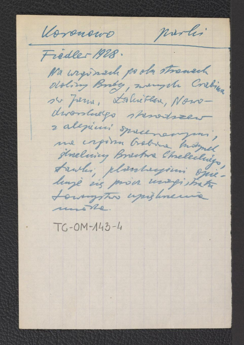 wypis z Fiedler, 1928 wzmiankujący usytuowanie miejscowych parków, skan 1