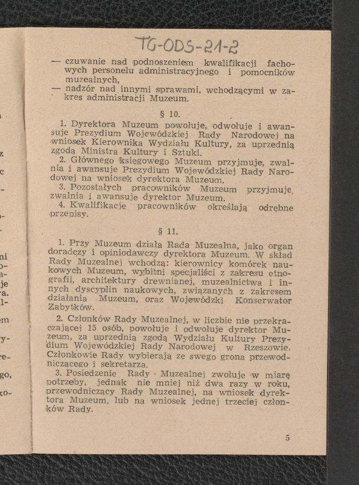 Statut Muzeum Budownictwa Ludowego w Sanoku , skan 5