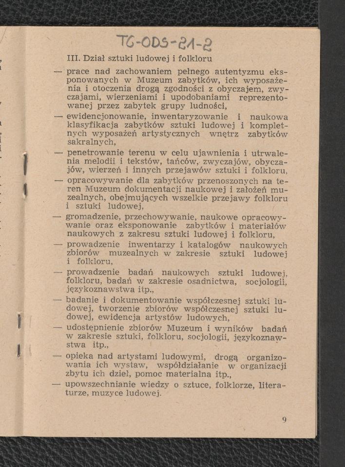 Statut Muzeum Budownictwa Ludowego w Sanoku , skan 9