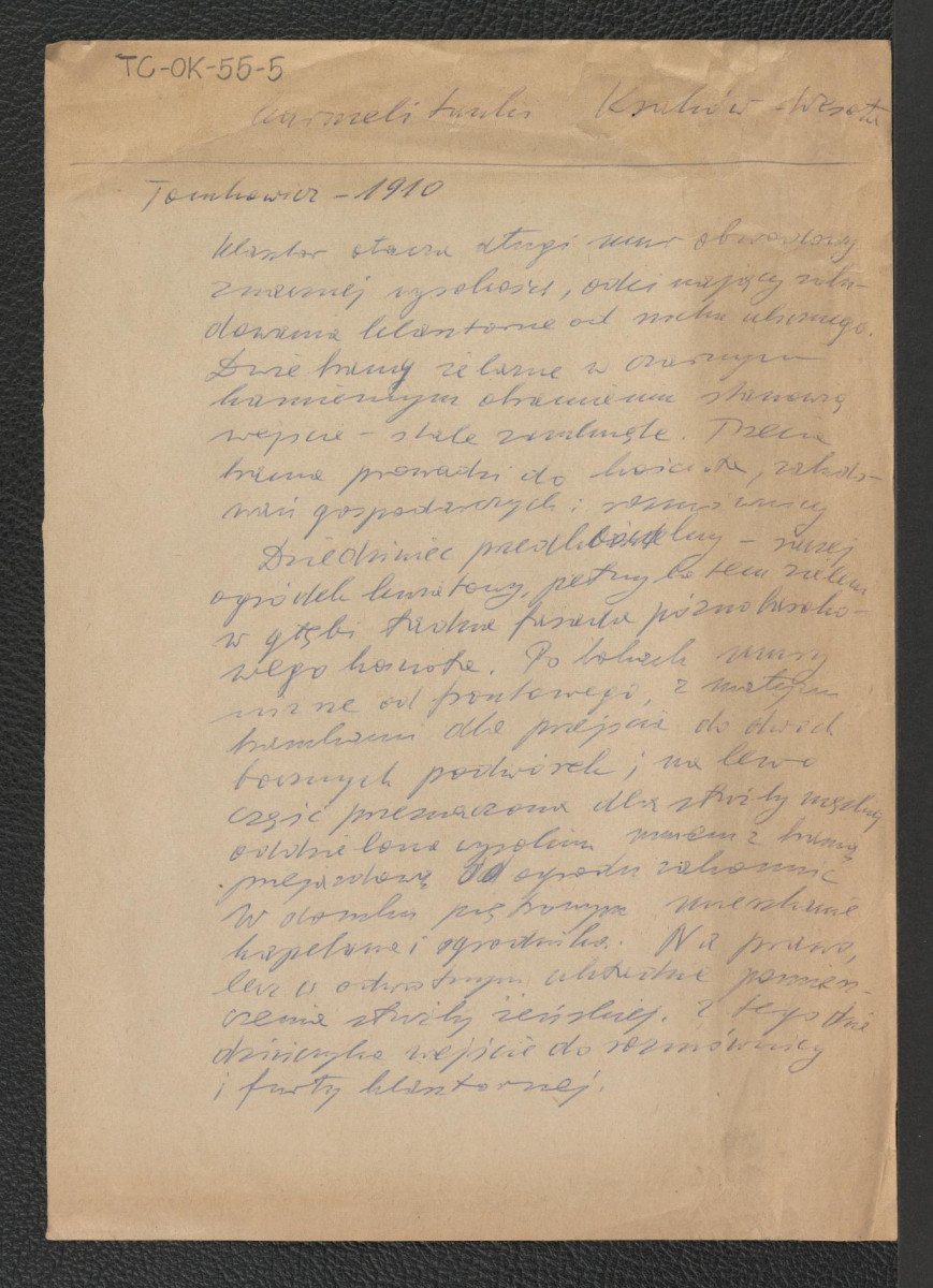 wypis z Stanisław Tomkowicz, Zabytki sztuki w klasztorze Karmelitanek na Wesołej w Krakowie, w: Rocznik Krakowski 1910, Tom 12, s. 1 - 22 zawierający zwięzły opis zabudowań miejscowego klasztoru, skan 1