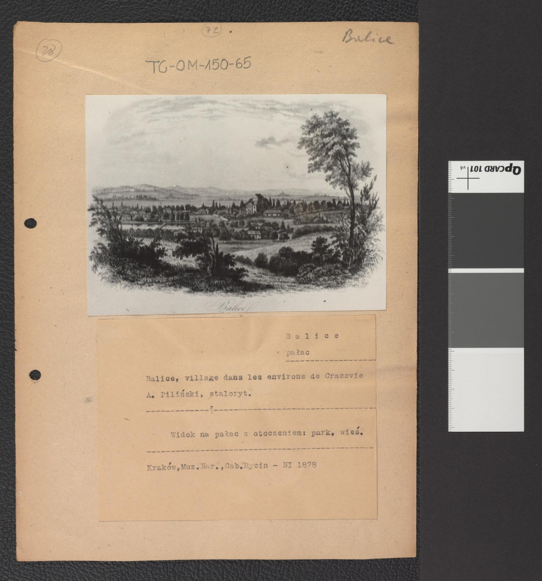 reprodukcja ryciny autorstwa A. Pilińskiego przedstawiająca widok na pałac i otoczenie Balic, skan 1
