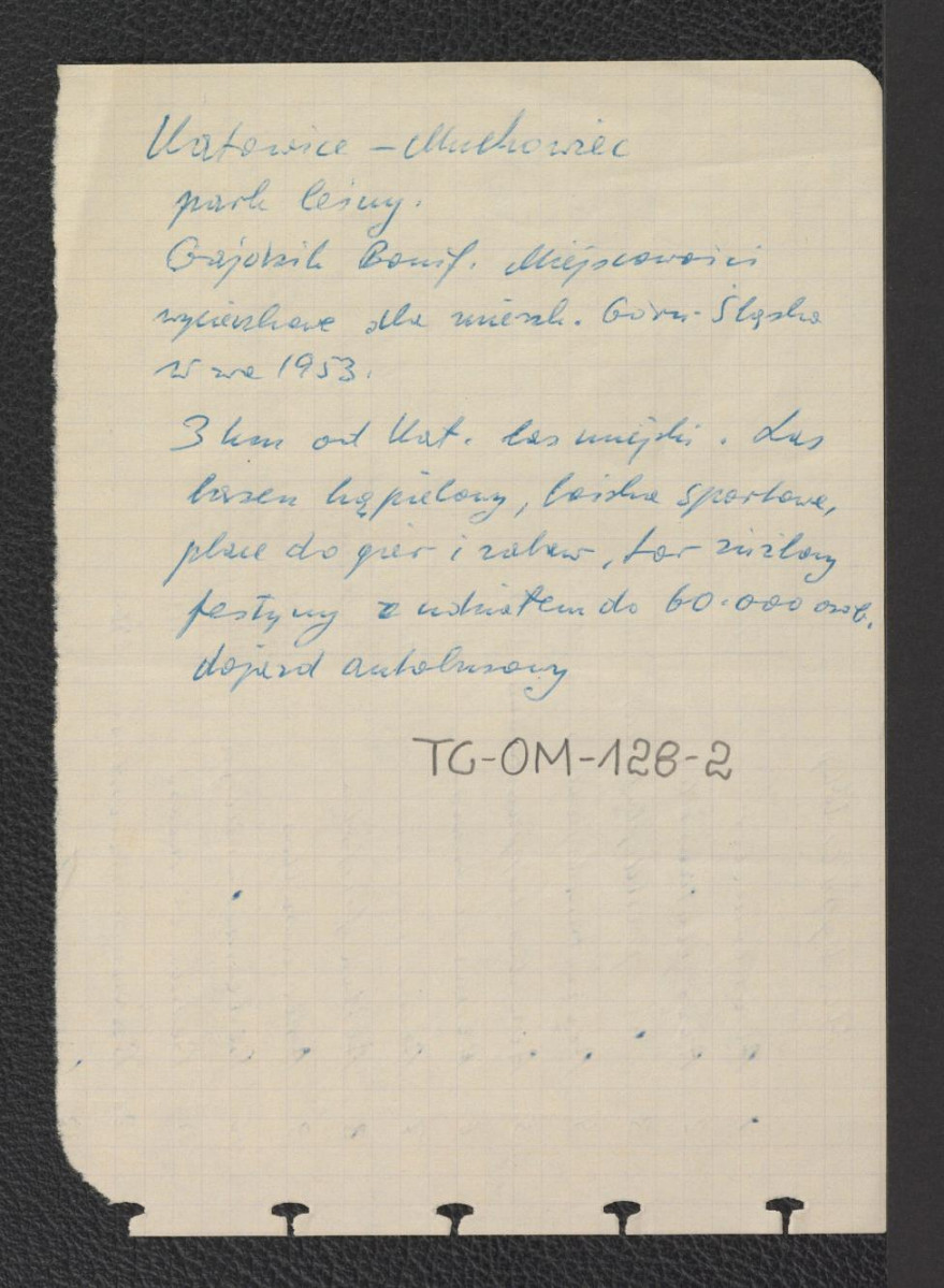 wypis z Gajdzik B., Miejscowości wycieczkowe dla mieszkańców Dolnego Śląska, Warszawa 1953 zawierający ważniejsze informacje dotyczące miejscowego parku, skan 1