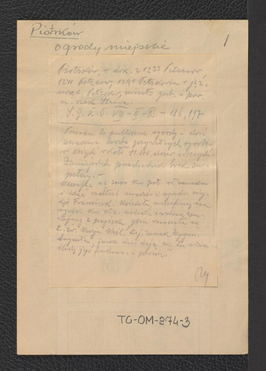 wypis z Słownika Geograficznego Królestwa Polskiego t. VIII, strony 186-197 na temat miejscowych ogrodów miejskich, skan 1