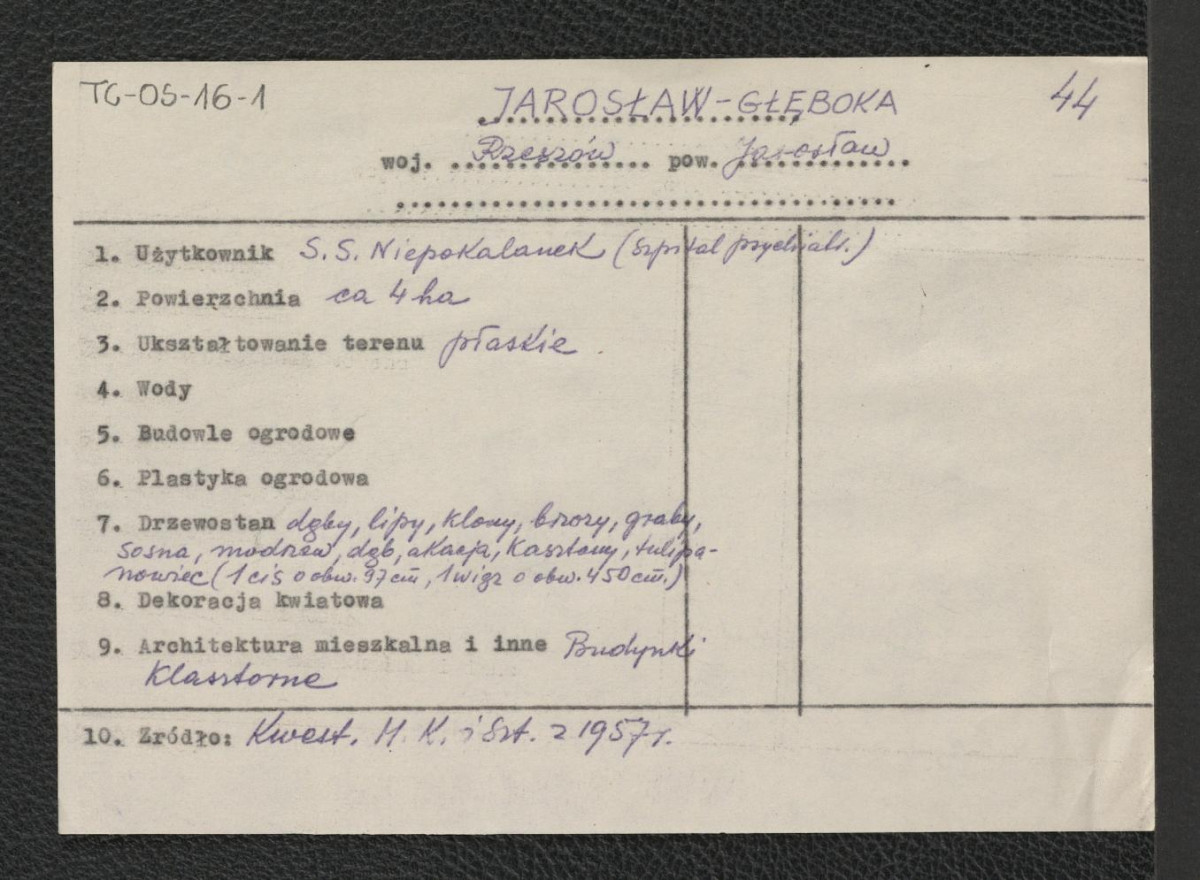 wypis z kwestionariusza Ministerstwa Kultury i Sztuki z 1957 roku, skan 1