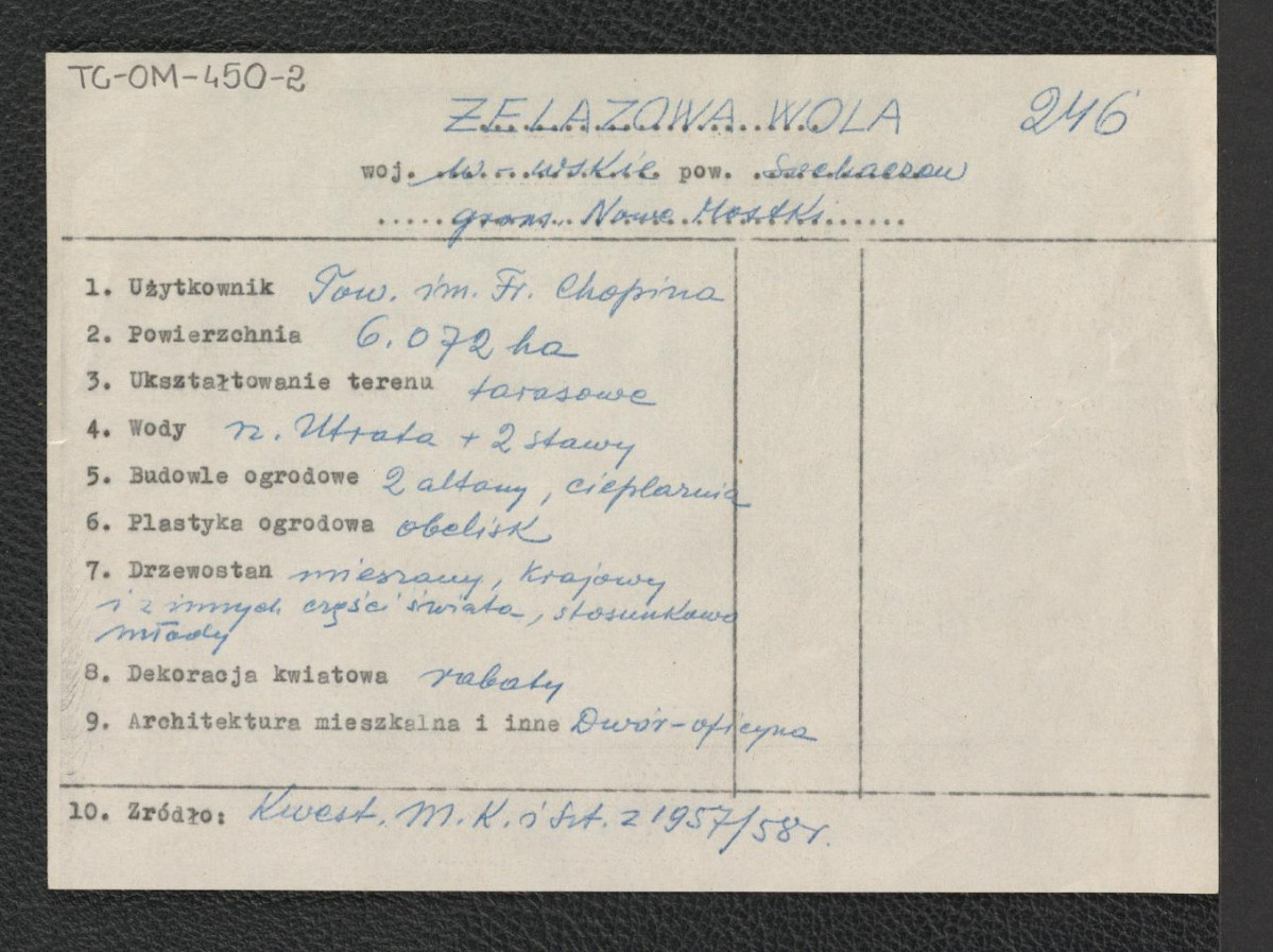 wypis z kwestionariusza Ministerstwa Kultury i Sztuki z 1957/1958 roku, skan 1
